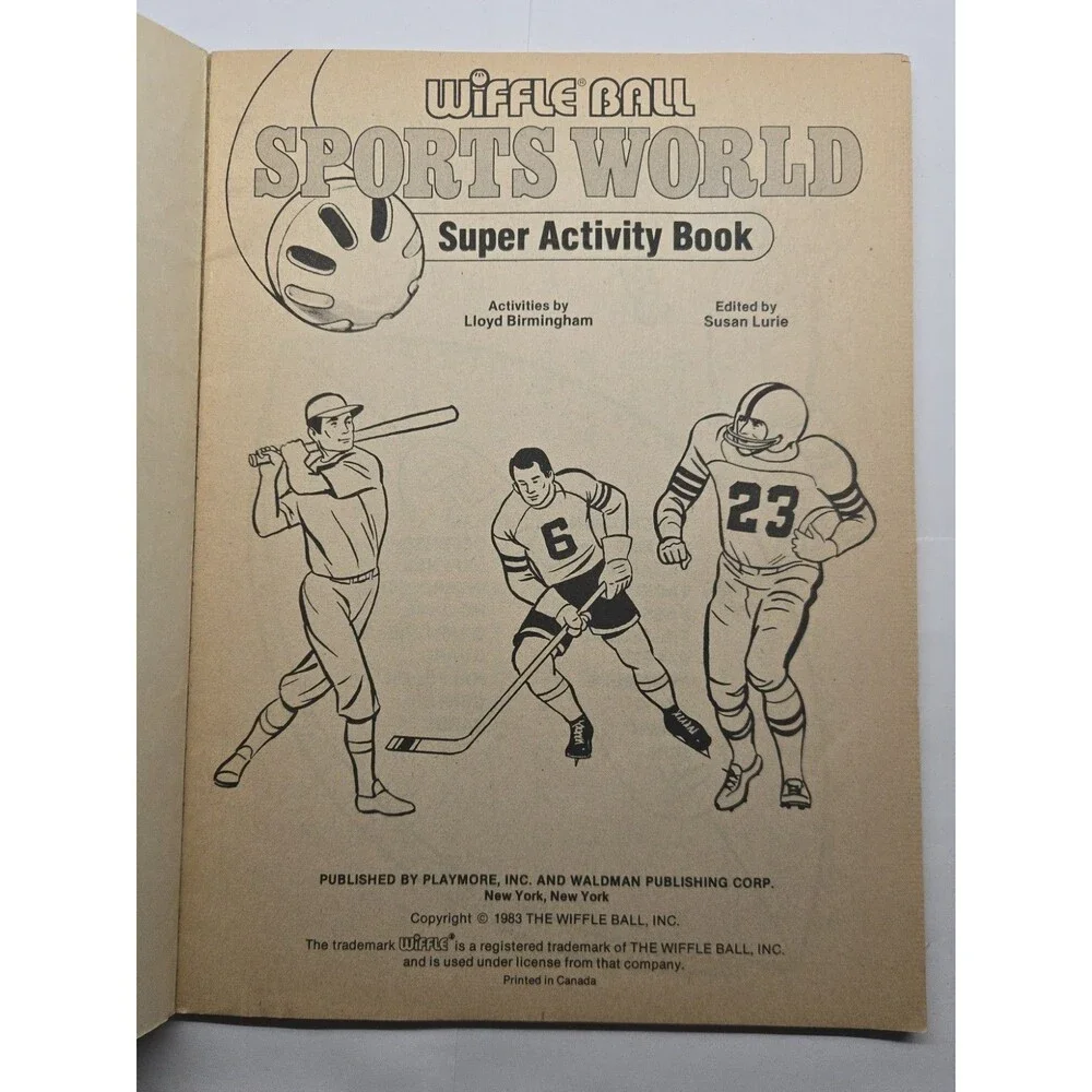 1983 Wiffle Ball Sports World Super Activity Book Rare Retro Puzzles Coloring